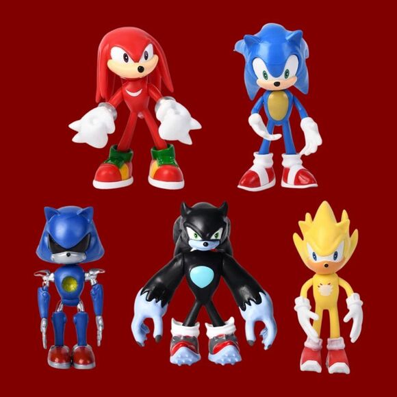 5 PC Set Tall Sonic The Hedgehog with Movable Joint Toys Sega 4” Figures B2 - Picture 1 of 5